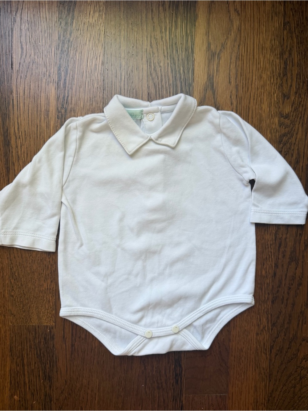 Petit Ami White Collared Baby Bodysuit 6m